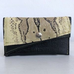 JACK A. BLUE Black Leather & Snakeskin Wallet